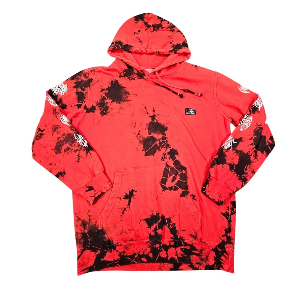 Lurking Class Sketchy Tank Hoodie Mens Medium M Red Black Acid Wash Metal Sleeve